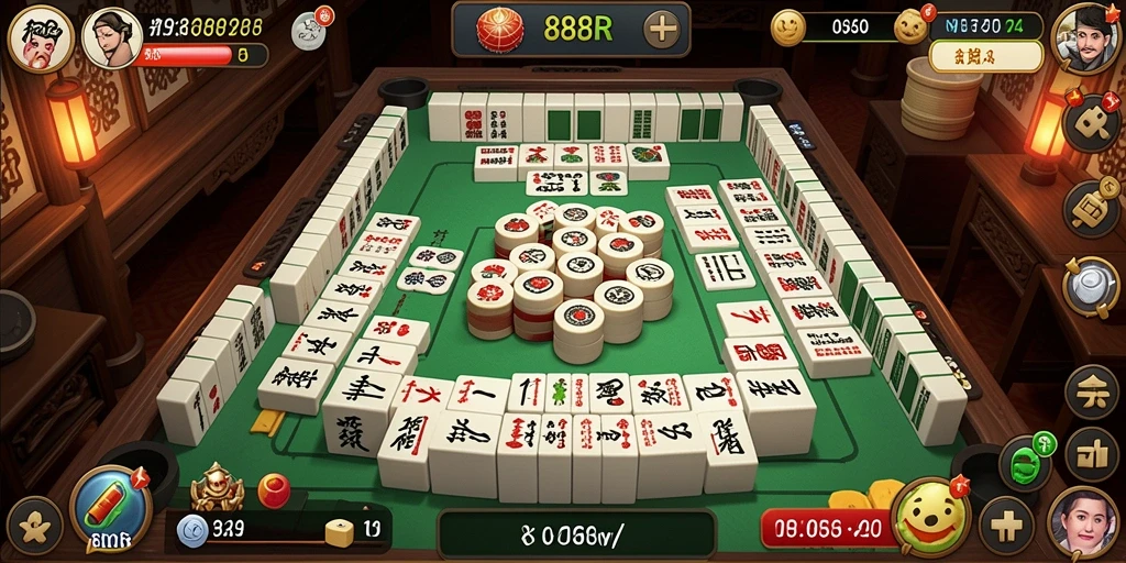 Screenshot utama 888R menampilkan aksi seru permainan Mahjong.