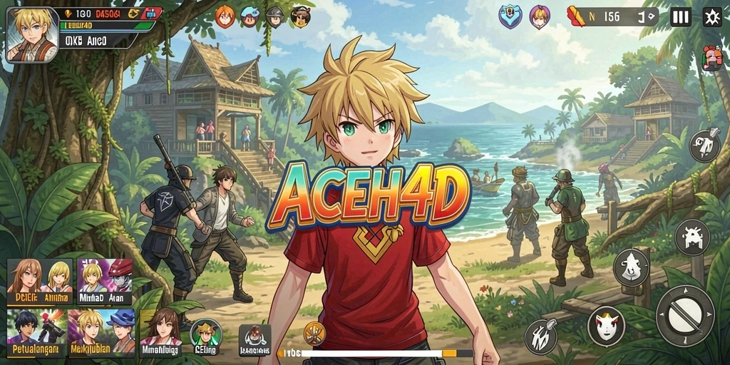 Screenshot utama ACEH4D menampilkan karakter anime dalam aksi seru.