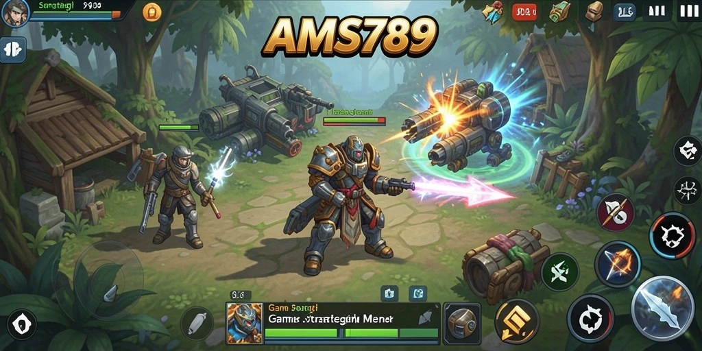 Tampilan screenshot AMS789 menunjukkan aksi strategi yang intens.