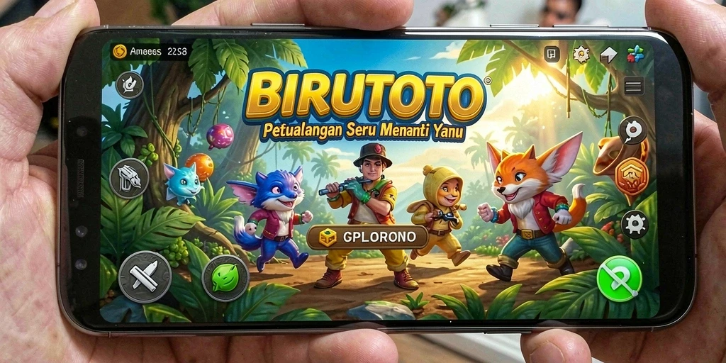 Gameplay BIRUTOTO yang menampilkan petualangan menegangkan dan penuh warna.