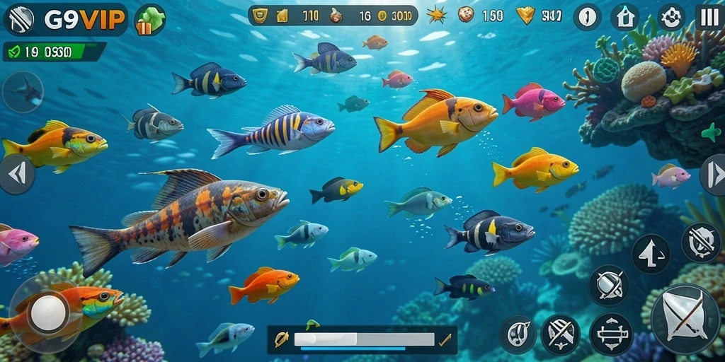 Tampilan seru gameplay G9VIP di dunia Tembak Ikan.