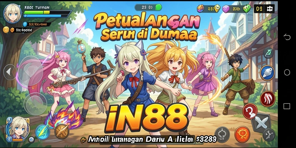 Tampilan gameplay IN88 dengan karakter Anime yang penuh warna dan aksi seru.