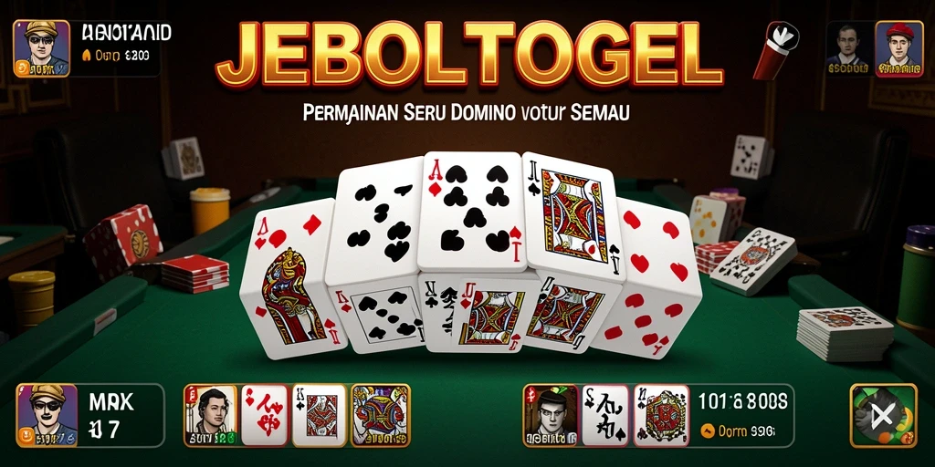 Tampilan gameplay JEBOLTOGEL dengan aksi domino yang seru.