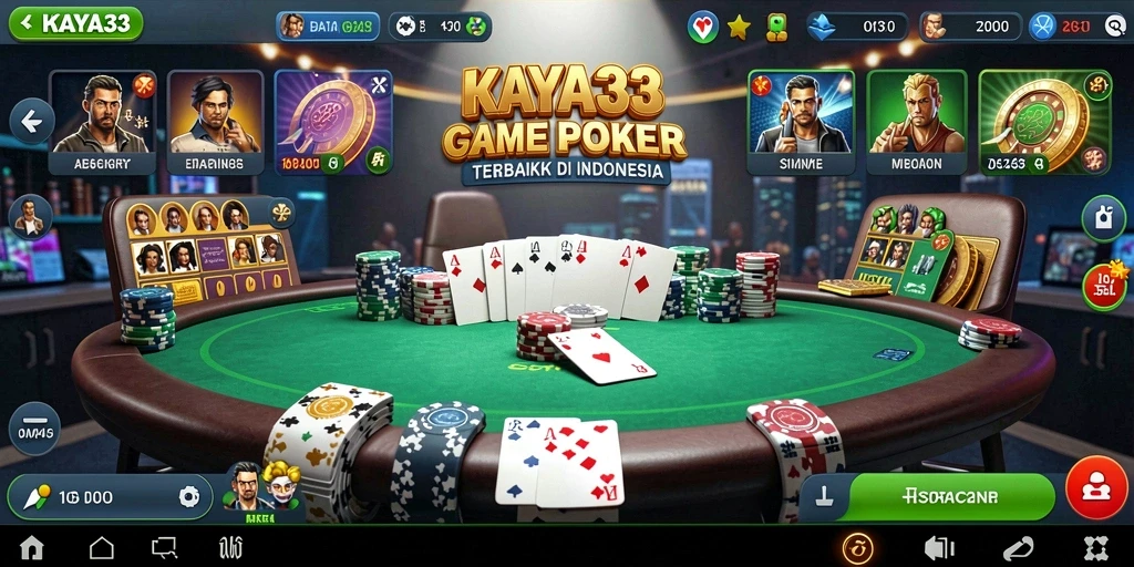 Tampilan gameplay KAYA33 yang seru dengan suasana meja poker.