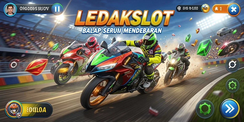 Tampilan gameplay balap yang mendebarkan di LEDAKSLOT.
