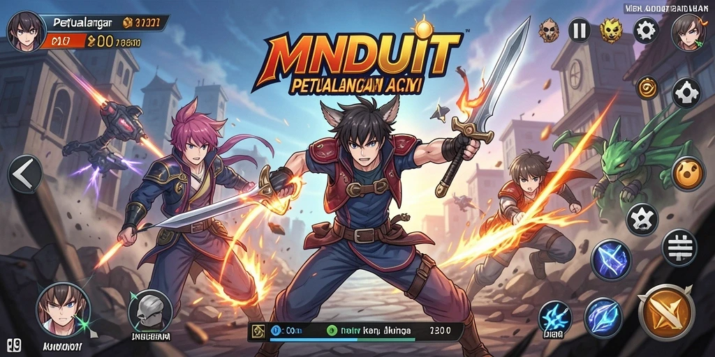 Screenshot gameplay MNDUIT yang menunjukkan aksi karakter Anime.