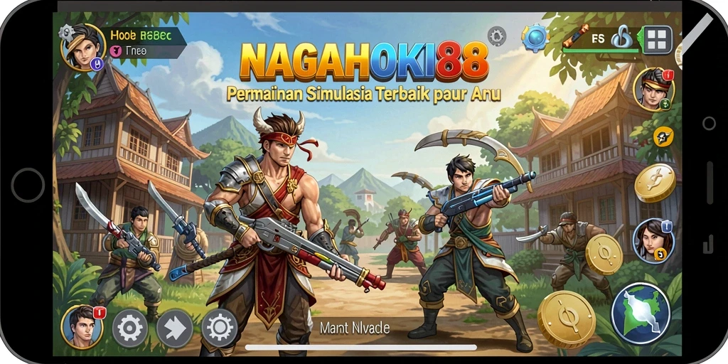 Screenshot dari gameplay NAGAHOKI88 yang menampilkan interaksi karakter dan lingkungan.