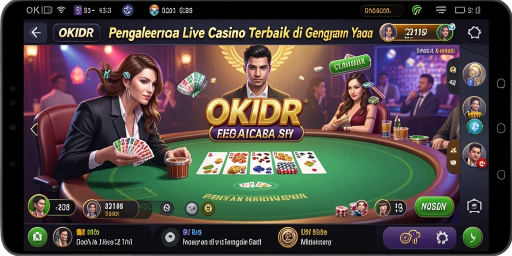 Screenshot gameplay Live Casino OKIDR yang menampilkan dealer profesional.