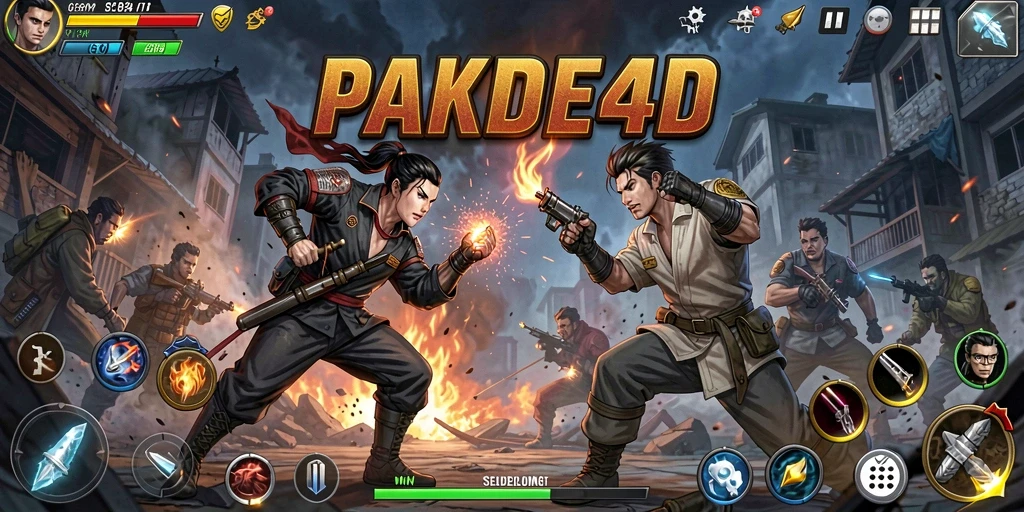 Screenshot menampilkan aksi intens dalam permainan PAKDE4D.