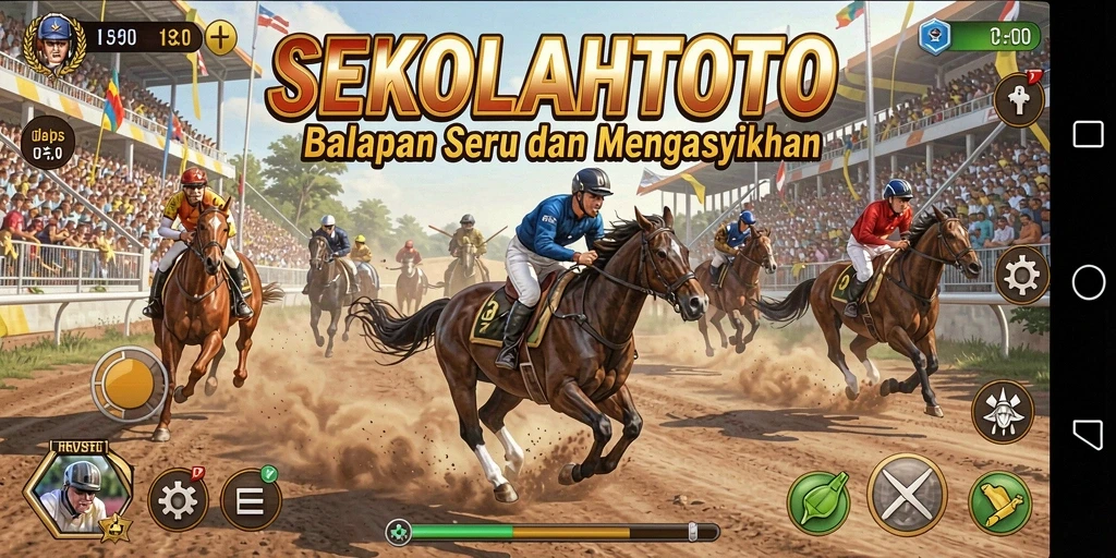 Tampilan gameplay SEKOLAHTOTO yang mendebarkan dan penuh aksi balapan.