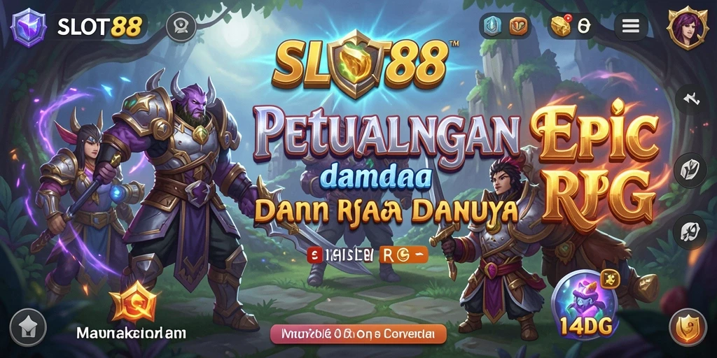 Tampilan screenshot utama menunjukkan karakter beraksi dalam gameplay RPG yang mendebarkan.