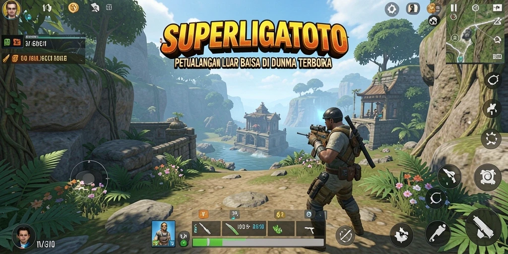 Menampilkan gameplay SUPERLIGATOTO dalam dunia terbuka yang menakjubkan.