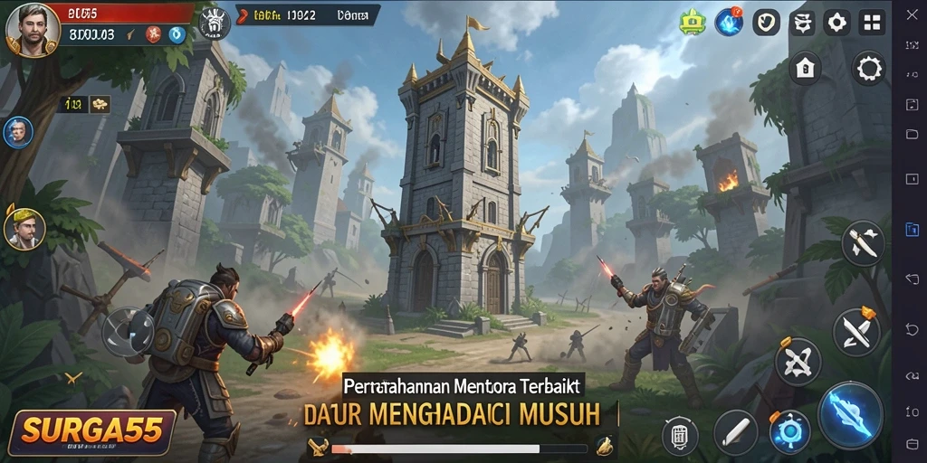 Gameplay SURGA55 yang menakjubkan saat menghadapi musuh.