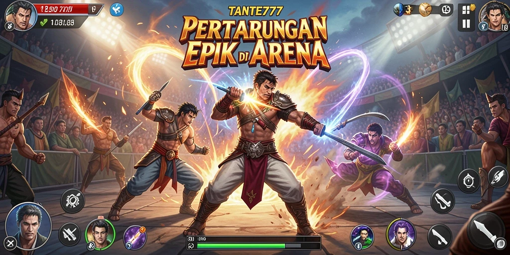 Tangkapan layar gameplay menampilkan pertempuran mendebarkan di TANTE777.