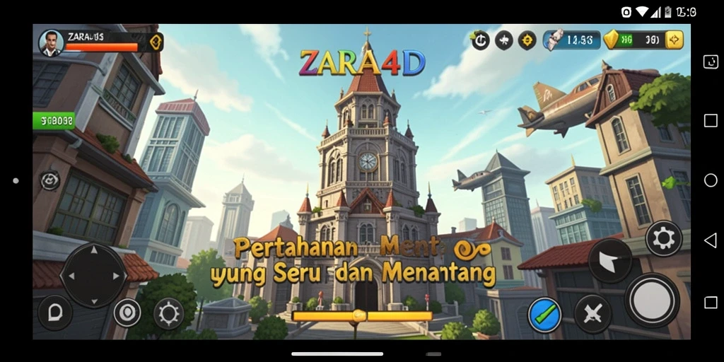 Tampilan gameplay seru dari ZARA4D dalam permainan Tower Defense.